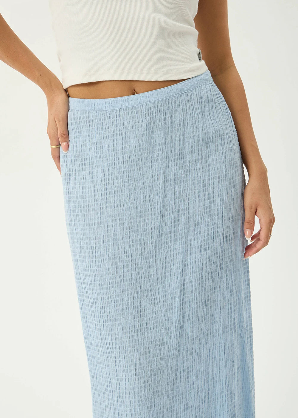 AFENDS Womens Lita - Seersucker Maxi Skirt - Blue