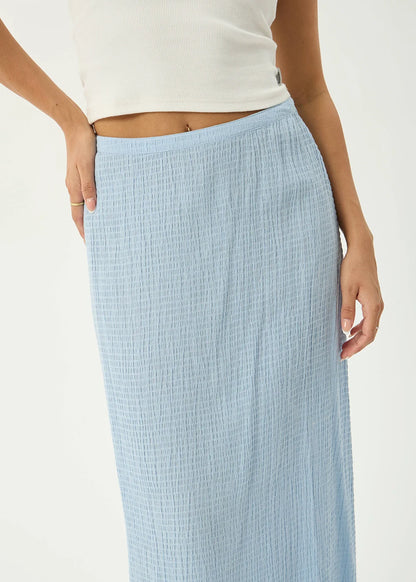 AFENDS Womens Lita - Seersucker Maxi Skirt - Blue