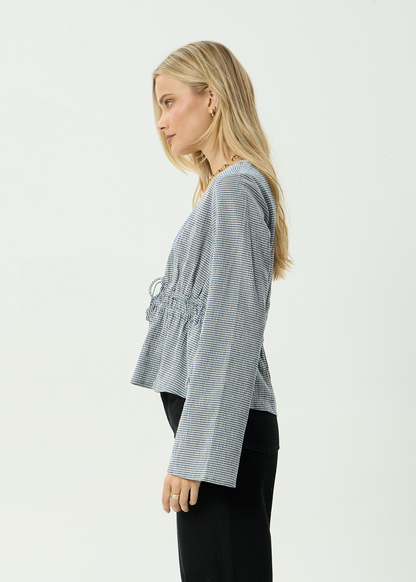 AFENDS Womens Annika - Long Sleeve Top - Indy Navy Check