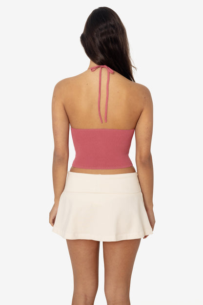 RFK406 - Viscose Nylon Cropped V-Neck Halter Top