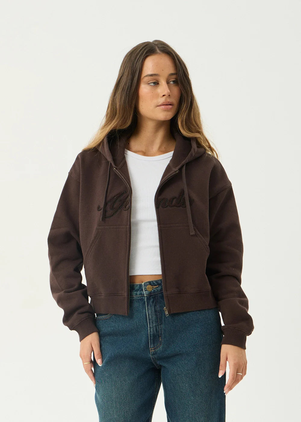 AFENDS Womens Kourt - Zip Hood - Coffee