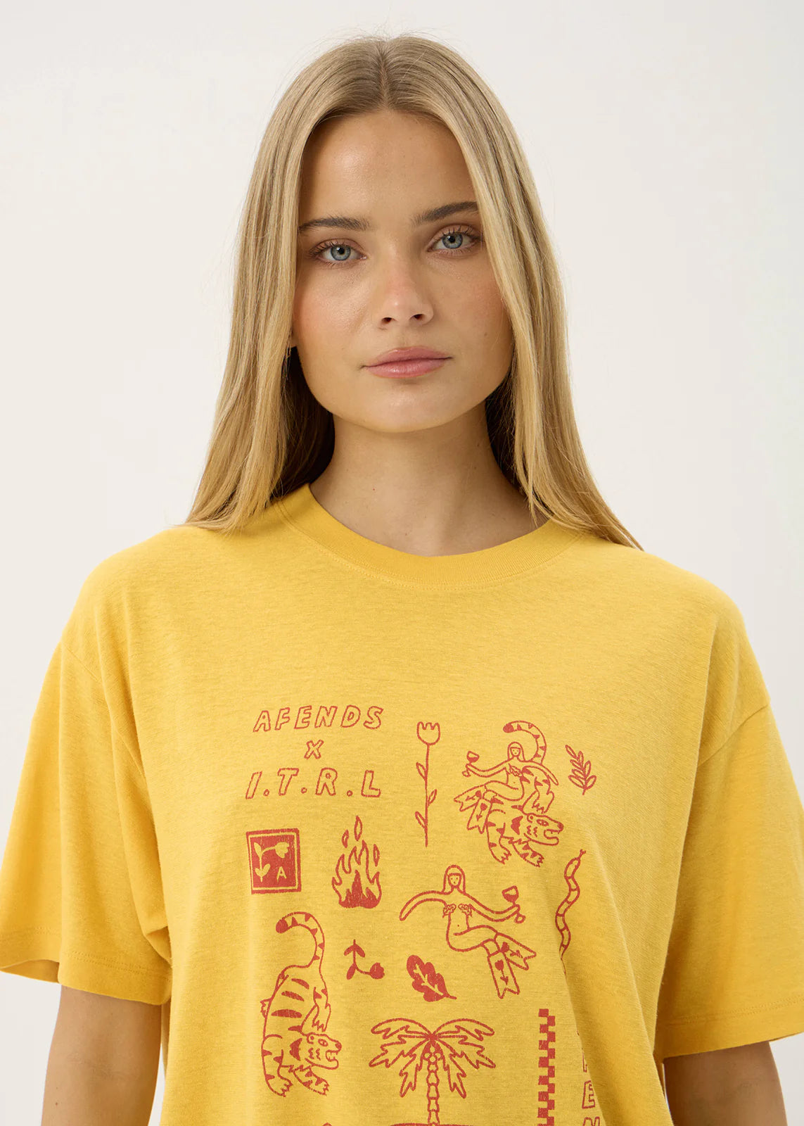AFENDS Womens Holly - Oversized Tee - Mango