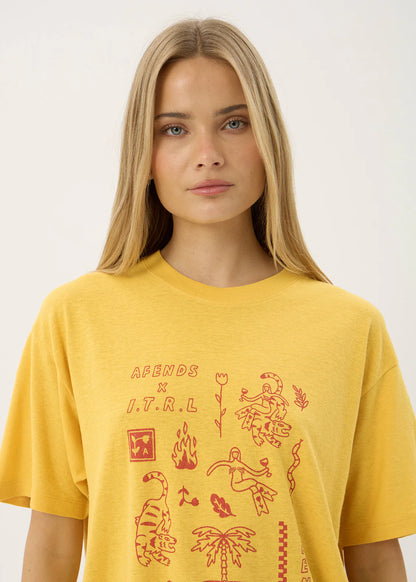 AFENDS Womens Holly - Oversized Tee - Mango