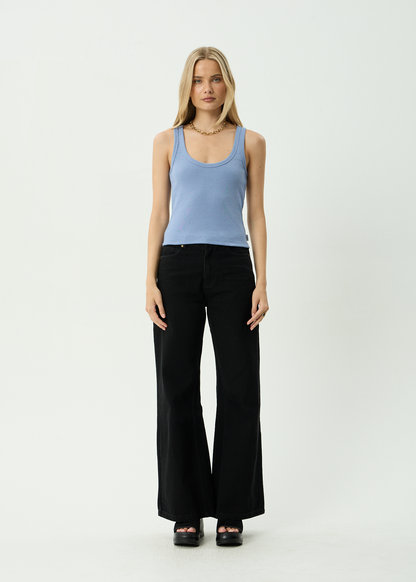AFENDS Womens Layden - Rib Singlet - Slate Blue