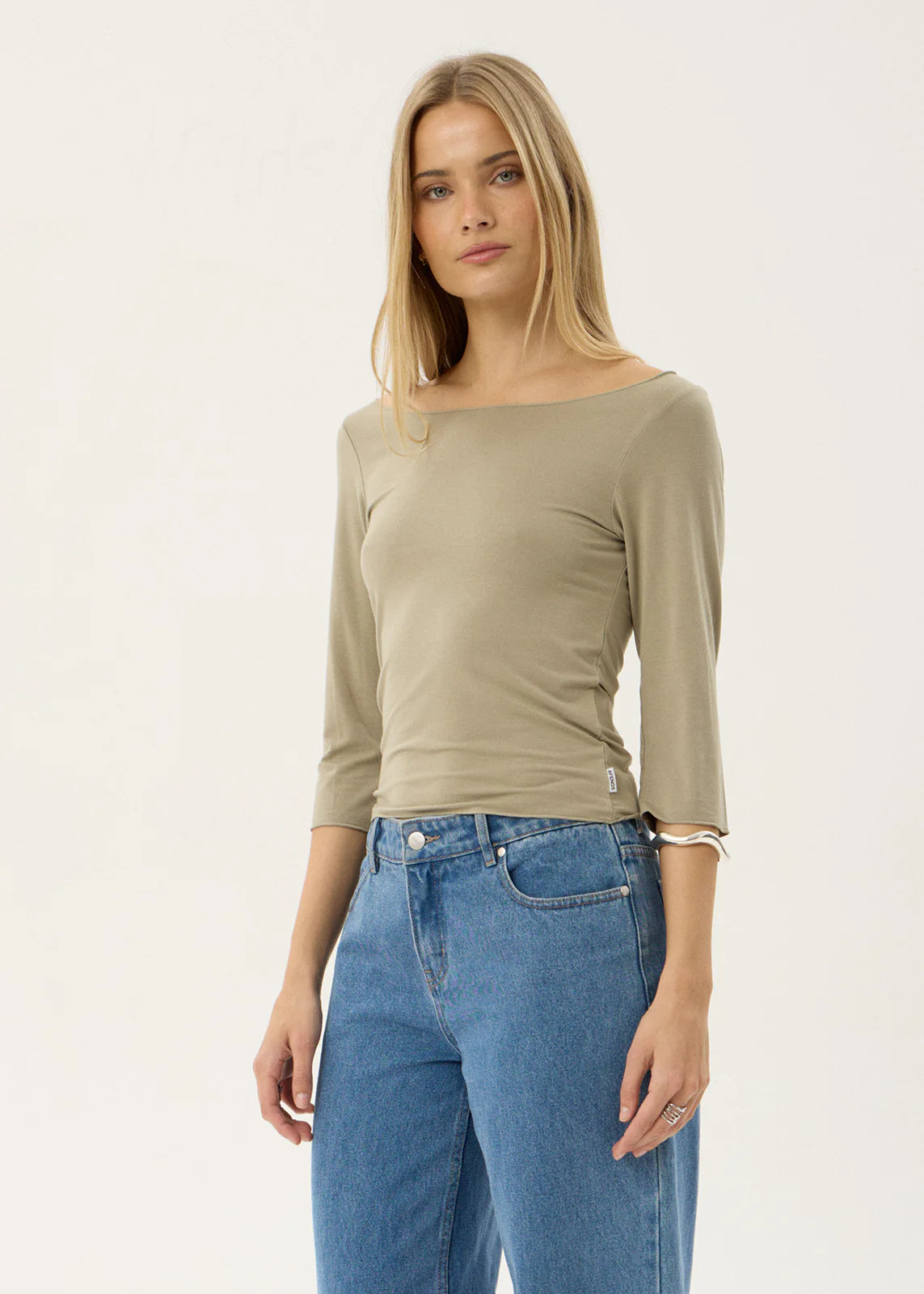 AFENDS Womens Dimi - 3/4 Sleeve Top - Grey