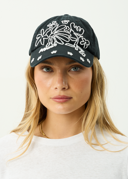 AFENDS Womens Garden Variety - Panelled Cap - Stone Black