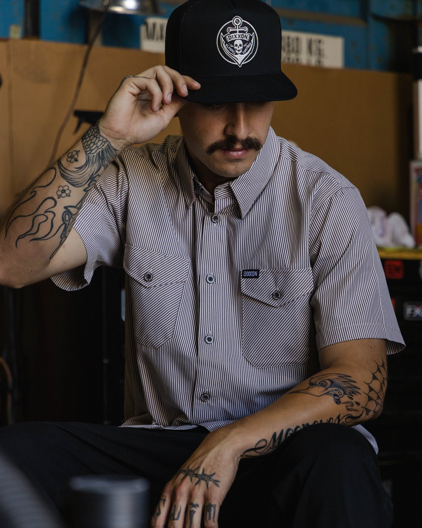 WorkForce Short Sleeve Work Shirt - White & Brown