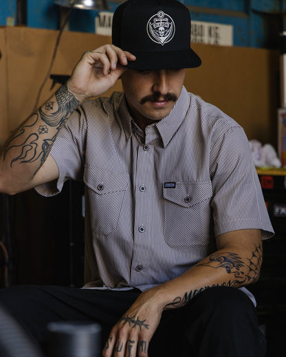 WorkForce Short Sleeve Work Shirt - White & Brown