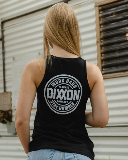 Women's White Nuevo Corpo Flowy Tank - Black