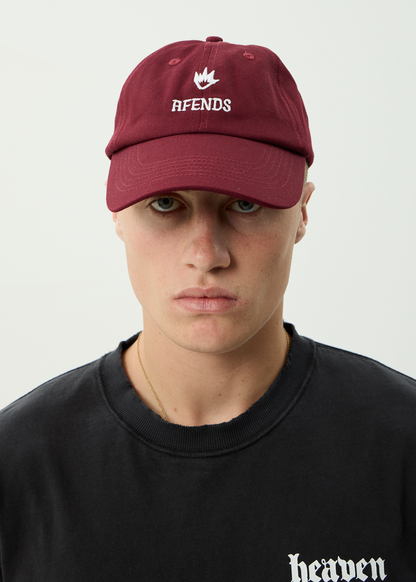 AFENDS Mens Burnin - Six Panel Cap - Burgundy