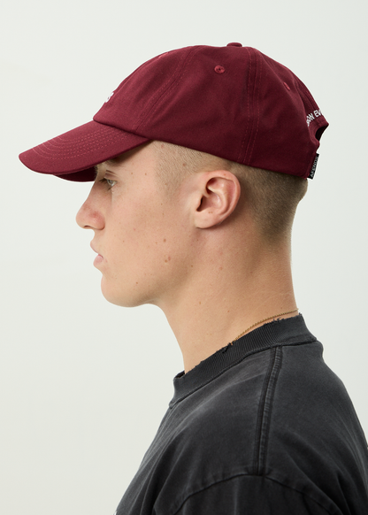 AFENDS Mens Burnin - Six Panel Cap - Burgundy