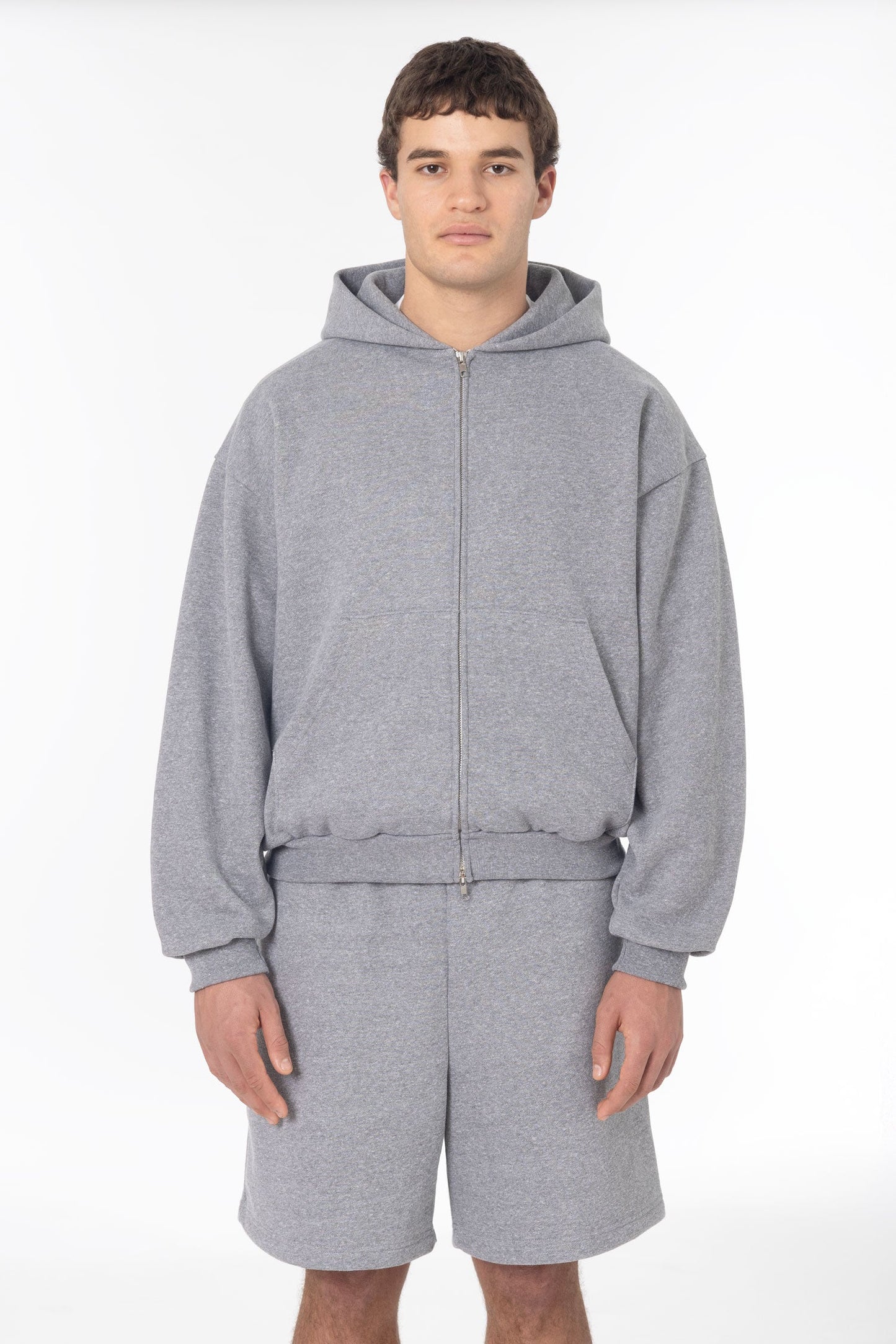 TRF10 - 12 oz. Tri-Blend Gabardine Fleece Waist Length Pull Zip Hoodie