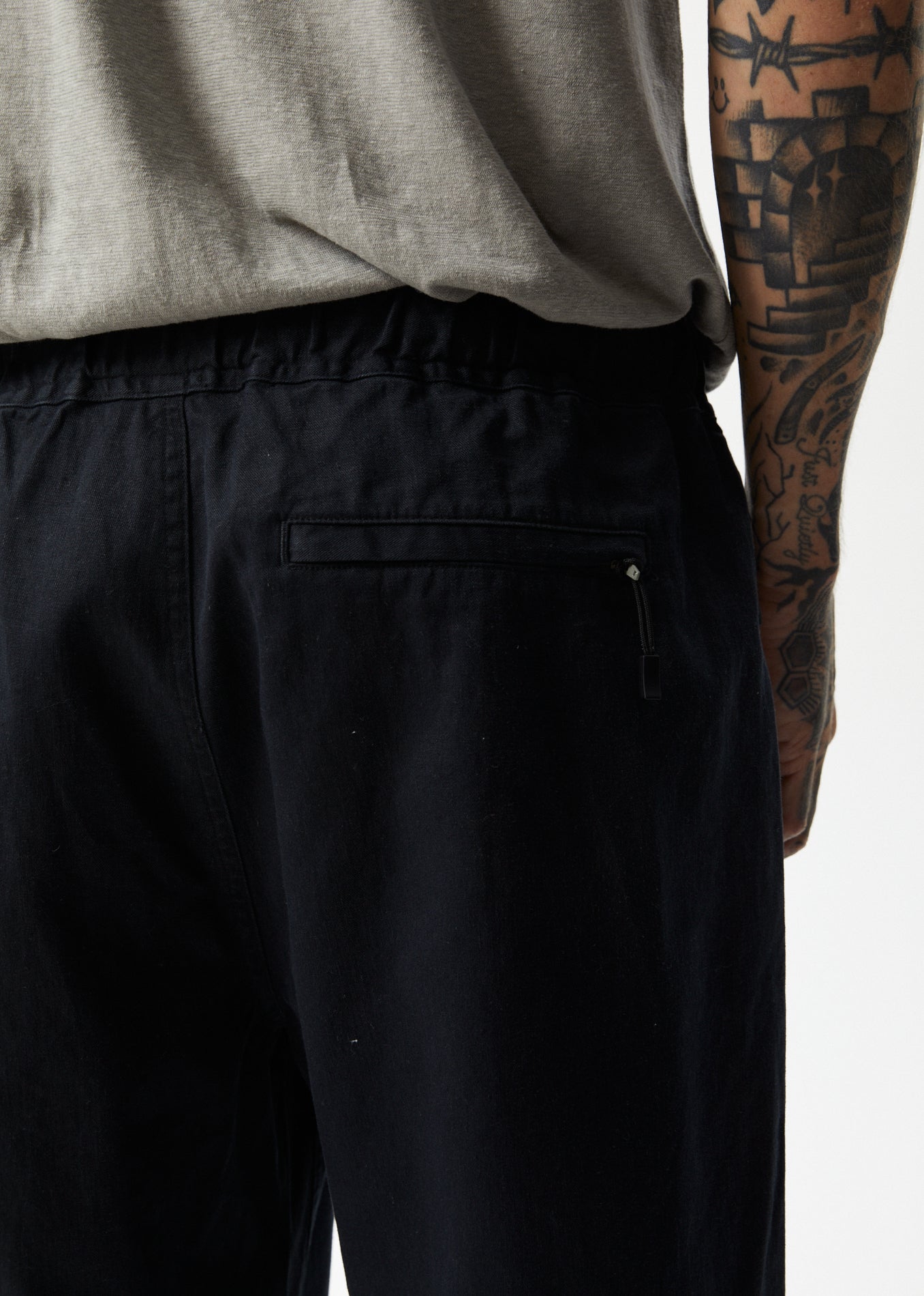 AFENDS Mens Cabal - Elastic Waist Relaxed Pant - Black