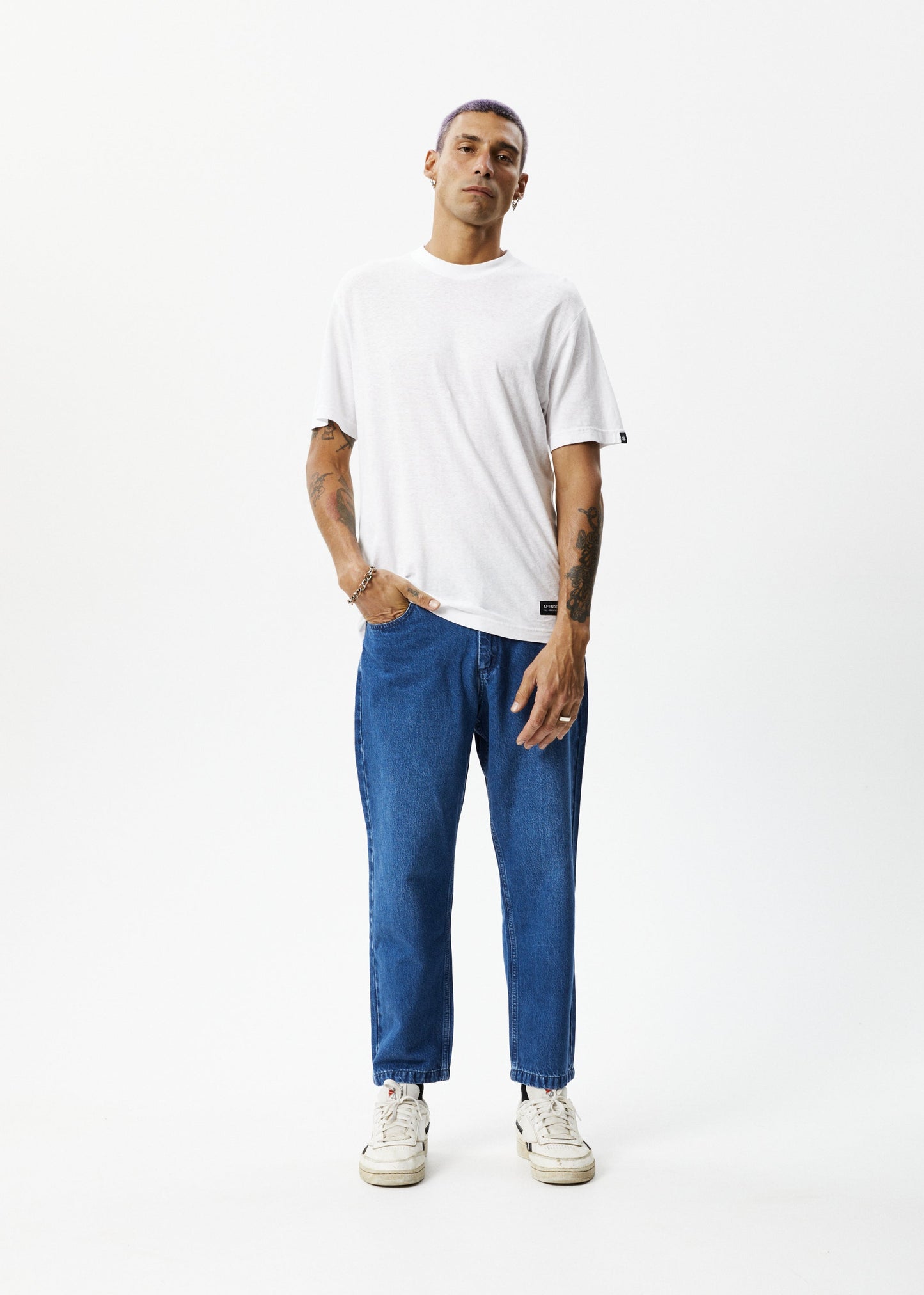 AFENDS Mens Ninety Twos - Denim Relaxed Jean - Authentic Blue