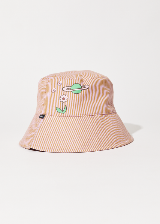 AFENDS Unisex Night Shade - Bucket Hat - Mustard Stripe