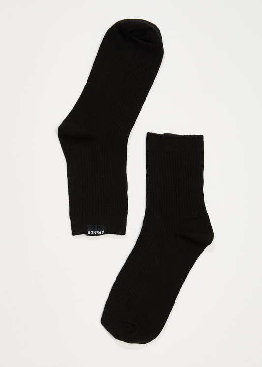 AFENDS Unisex The Essential - Rib Socks - Black