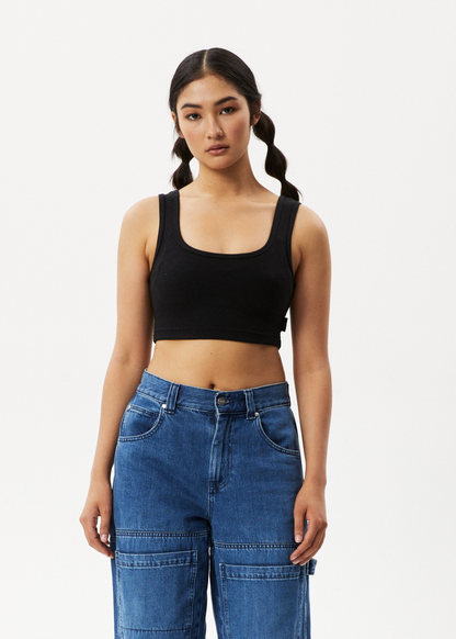 AFENDS Womens Chia - Rib Cropped Singlet - Black