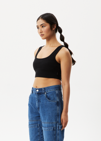 AFENDS Womens Chia - Rib Cropped Singlet - Black
