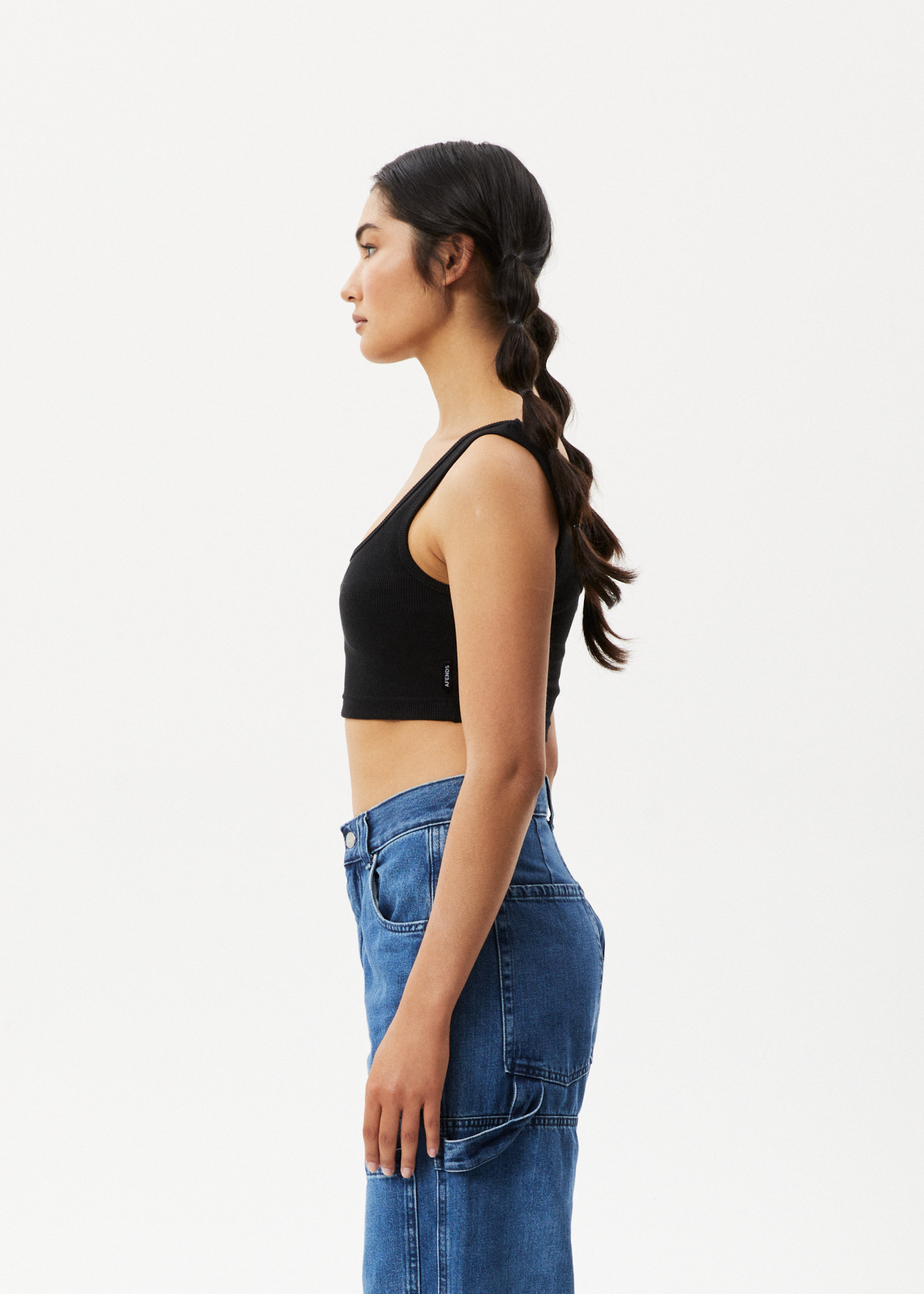 AFENDS Womens Chia - Rib Cropped Singlet - Black