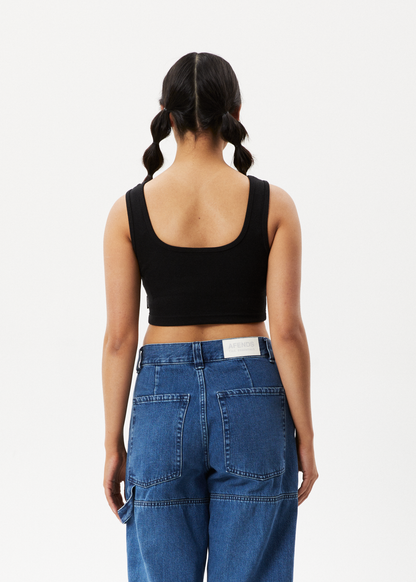 AFENDS Womens Chia - Rib Cropped Singlet - Black