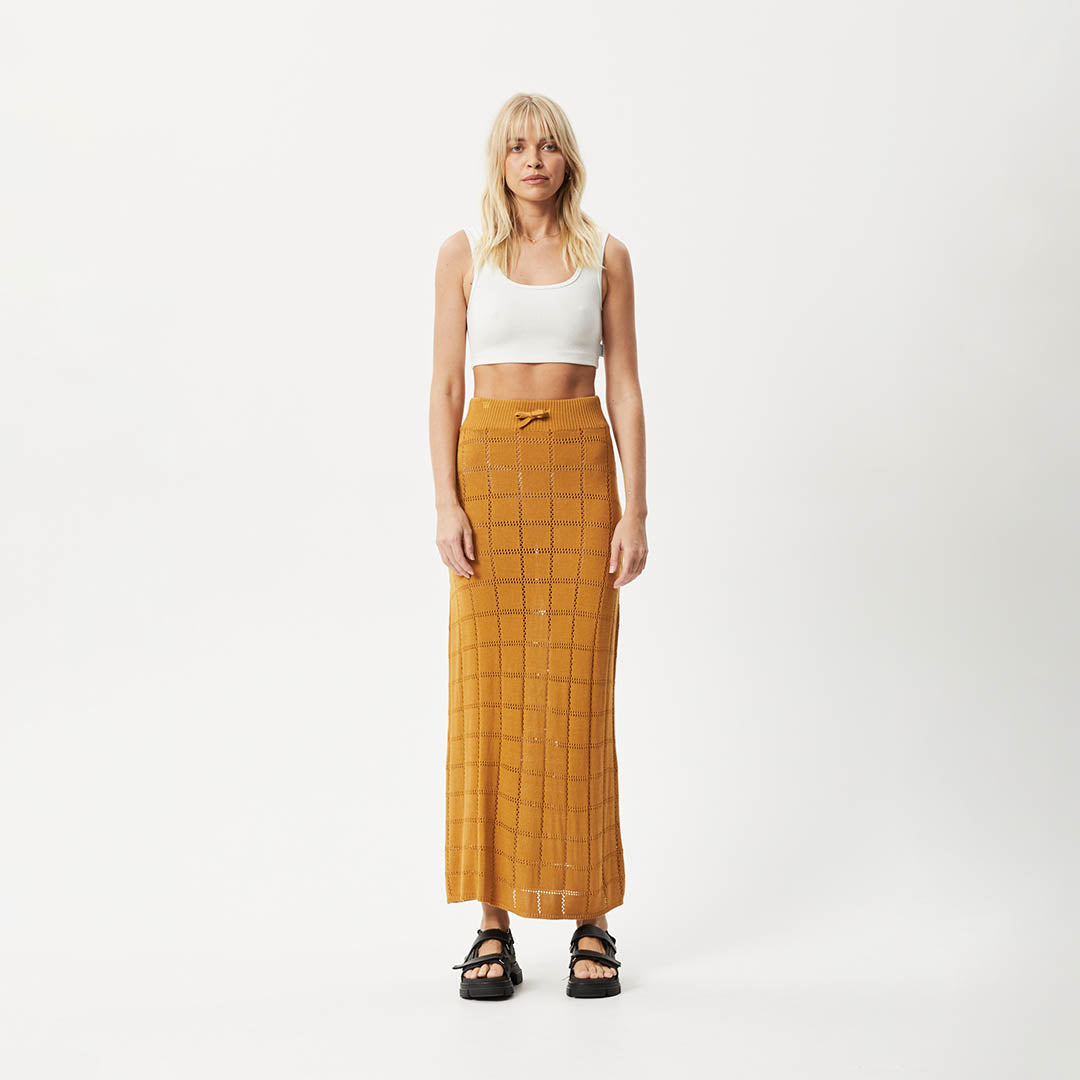 AFENDS Womens Femme - Knit Maxi Skirt - Mustard