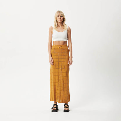 AFENDS Womens Femme - Knit Maxi Skirt - Mustard