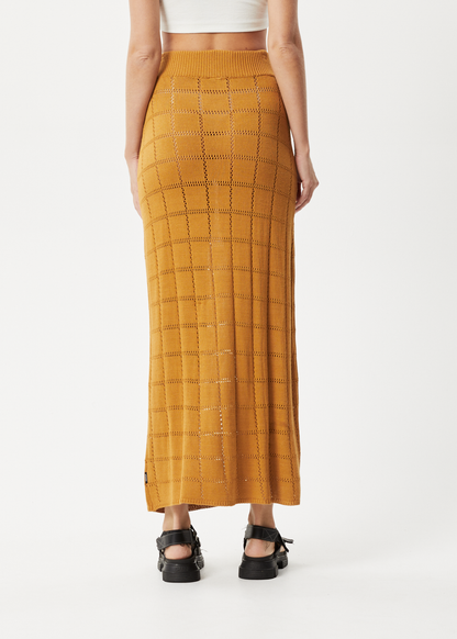 AFENDS Womens Femme - Knit Maxi Skirt - Mustard