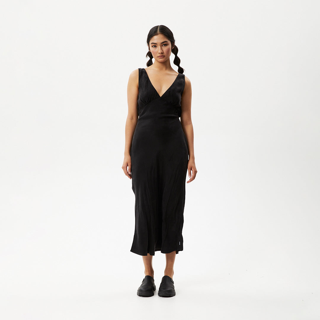 AFENDS Womens Gemma - Cupro Maxi Dress - Black