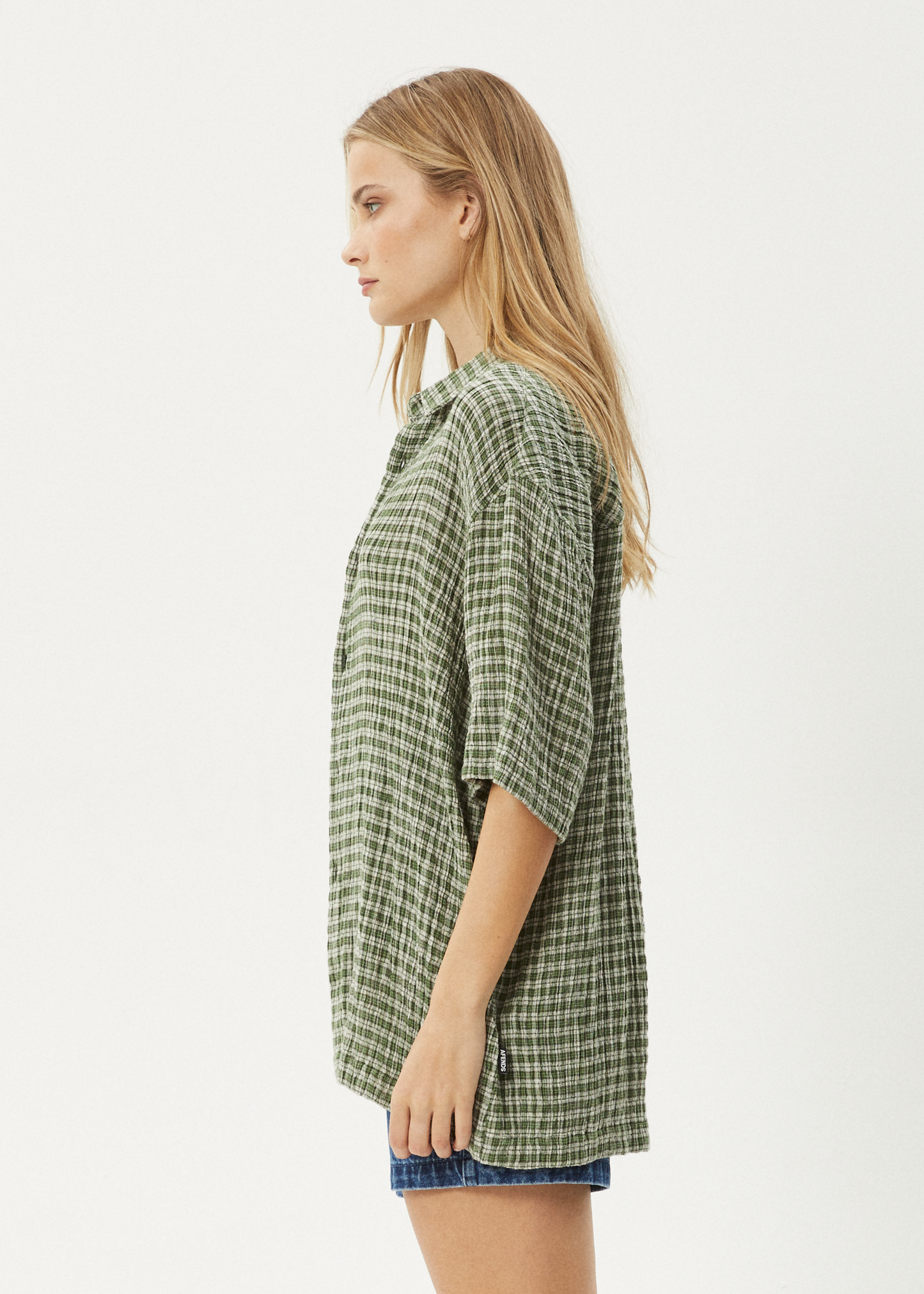 AFENDS Mens Base - Short Sleeve Shirt - Deep Green Check