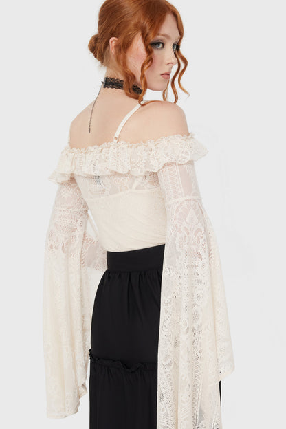 Breathless Lace Bardot Top [IVORY]