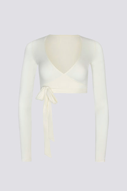 Soft Jersey Wrap Crop Top in White