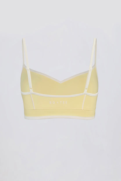Soft Active Sweetheart-Neck Contrast Sports Bra in Lemon