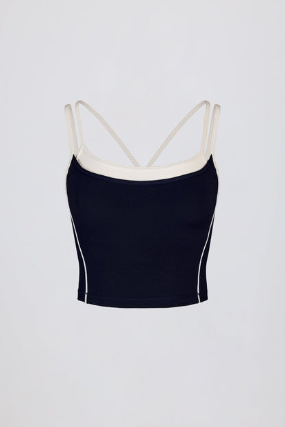 Soft Active Layered Tank Top in Midnight