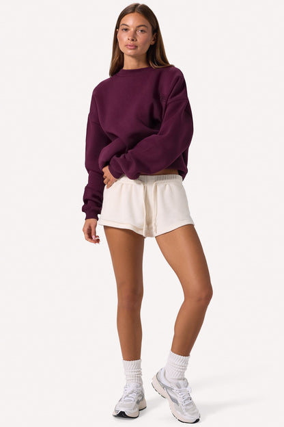 Oversized Crew-Neck Jumper in Burgundy