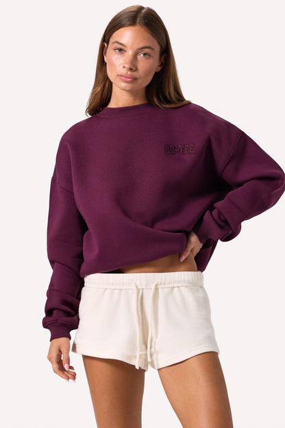 Oversized Crew-Neck Jumper in Burgundy