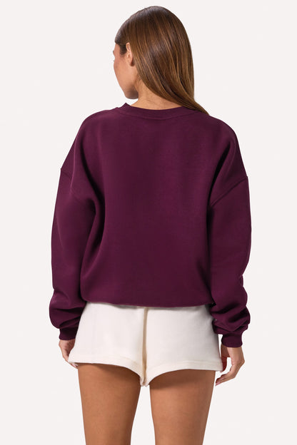 Oversized Crew-Neck Jumper in Burgundy