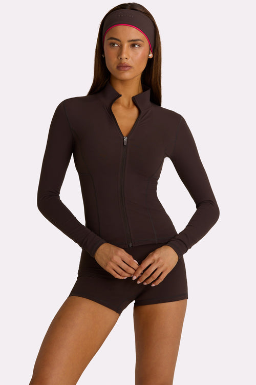 Soft Active Zip-Up Jacket in Truffle