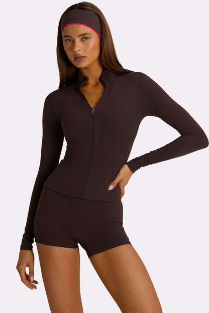 Soft Active Zip-Up Jacket in Truffle