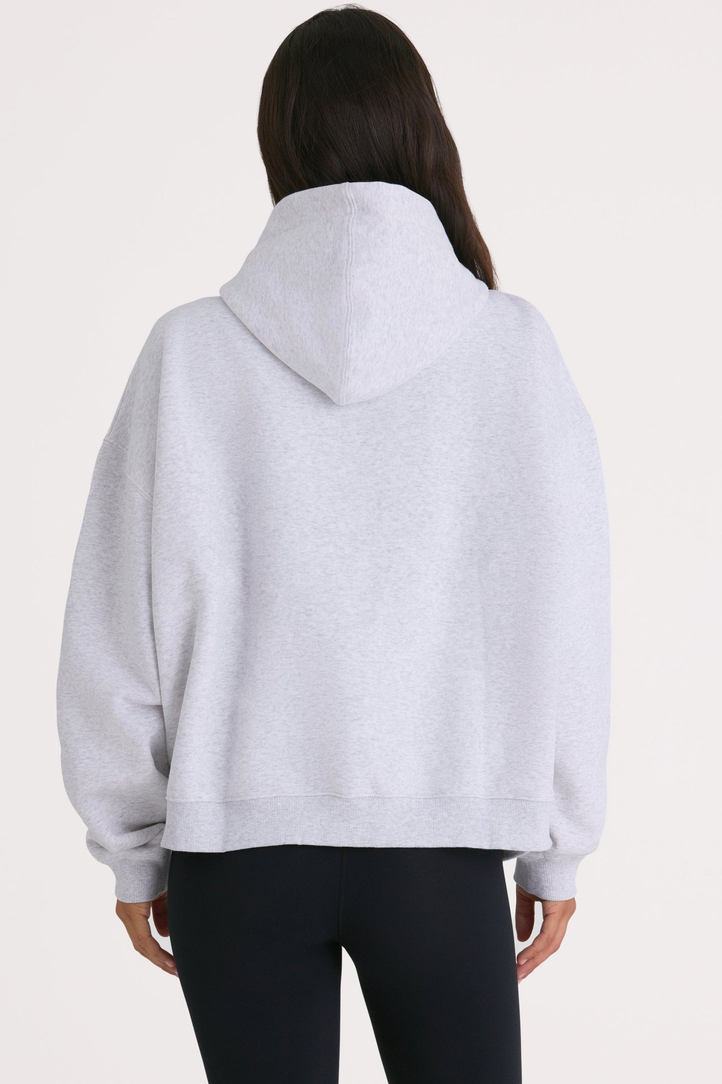 Soft Cotton Fleece Oversized Hoodie in Marl Grey