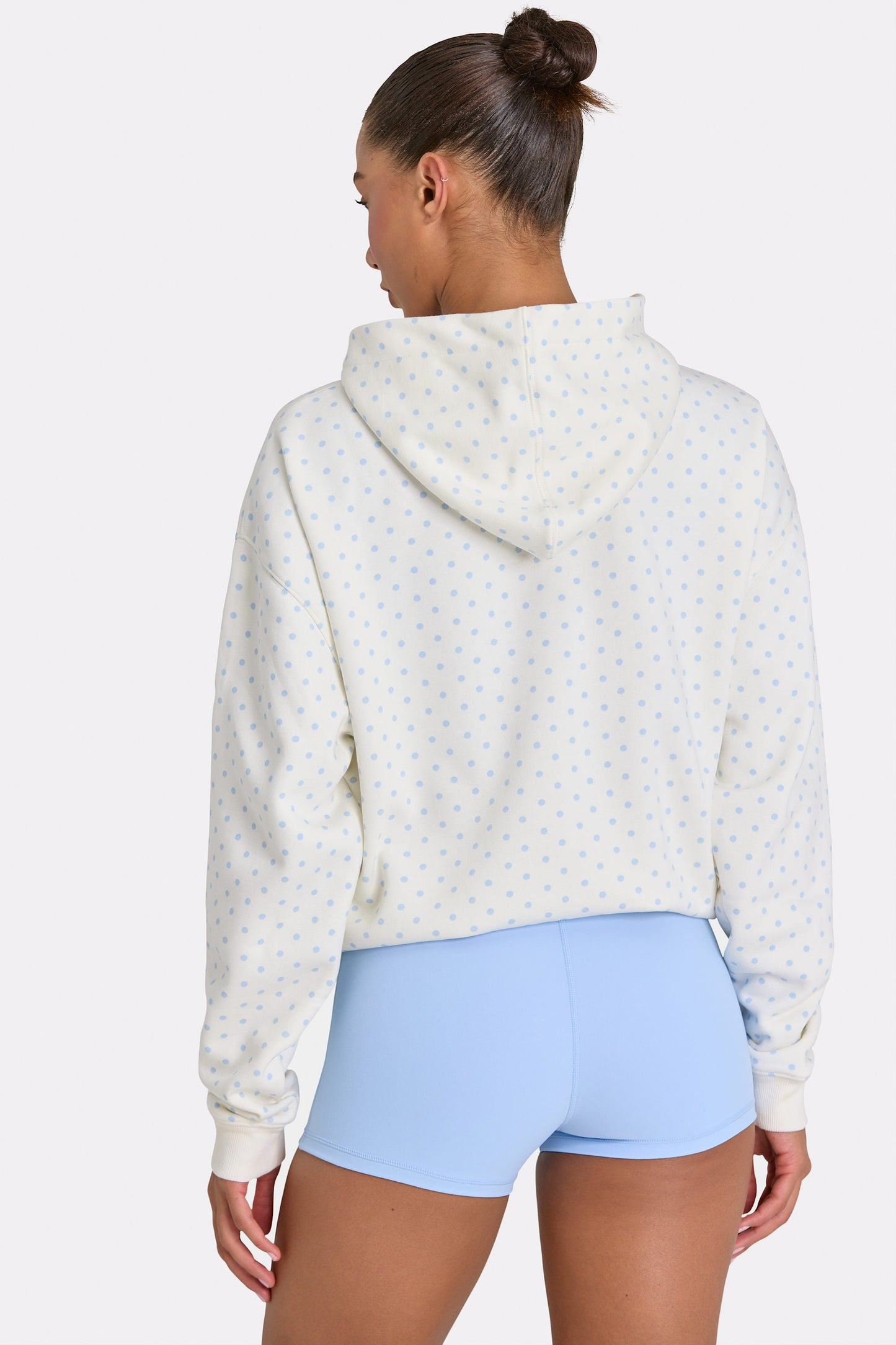 Oversized Applique Hoodie in Coconut Polka Dot