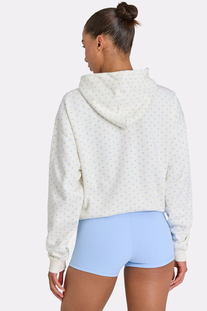 Oversized Applique Hoodie in Coconut Polka Dot