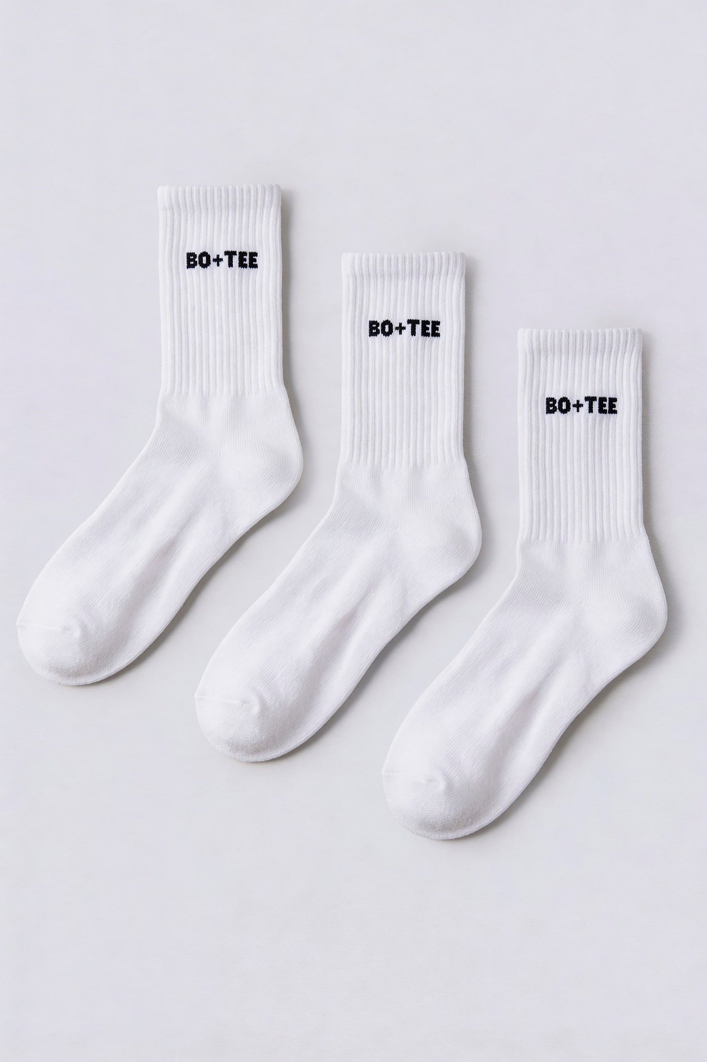 Ribbed Half-Crew 3-Pack Socks in White