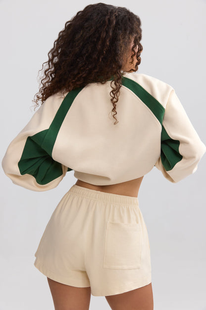 Soft Cotton Jersey Elasticated Mini Shorts in Marble