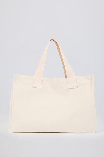 Oversized Canvas Tote Bag in Egg Shell