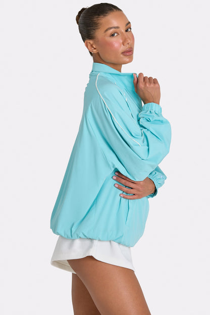 Oversized Track Jacket in Aqua