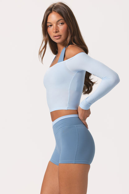 Soft Jersey Off-Shoulder Top in Powder Blue