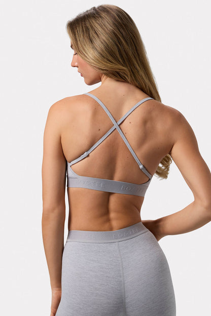 Soft Active Cross-Back Sports Bra in Grey Marl