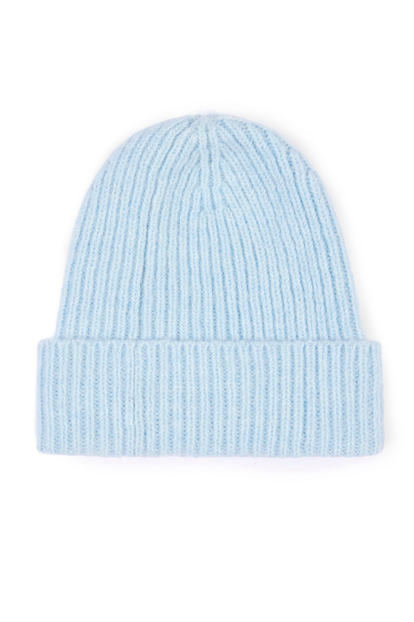 Ribbed Knit Beanie Hat in Powder Blue