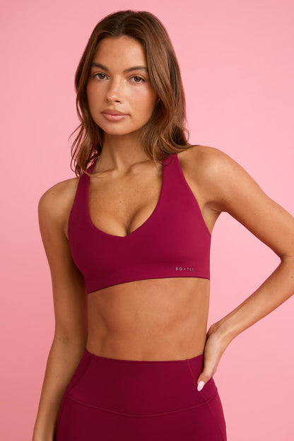 Soft Active Low-Impact Sports Bra in Burgundy