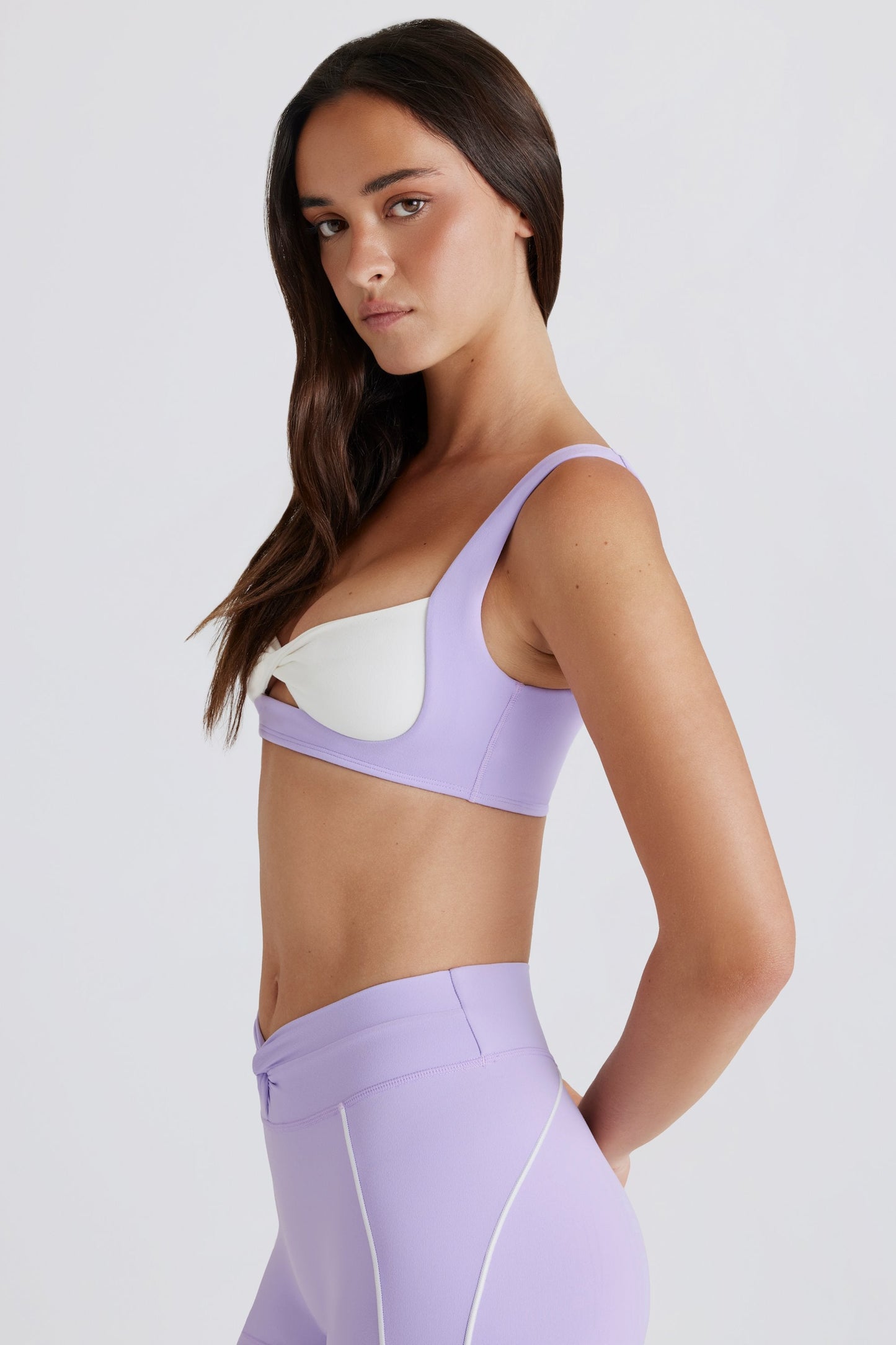 Soft Active Twist-Front Sports Bra in Lavender